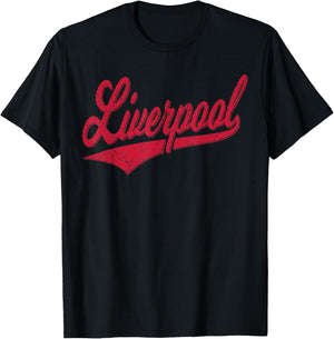 Liverpool England Varsity Script Classic Sport Style T-Shirt - T-Shirt | Black
