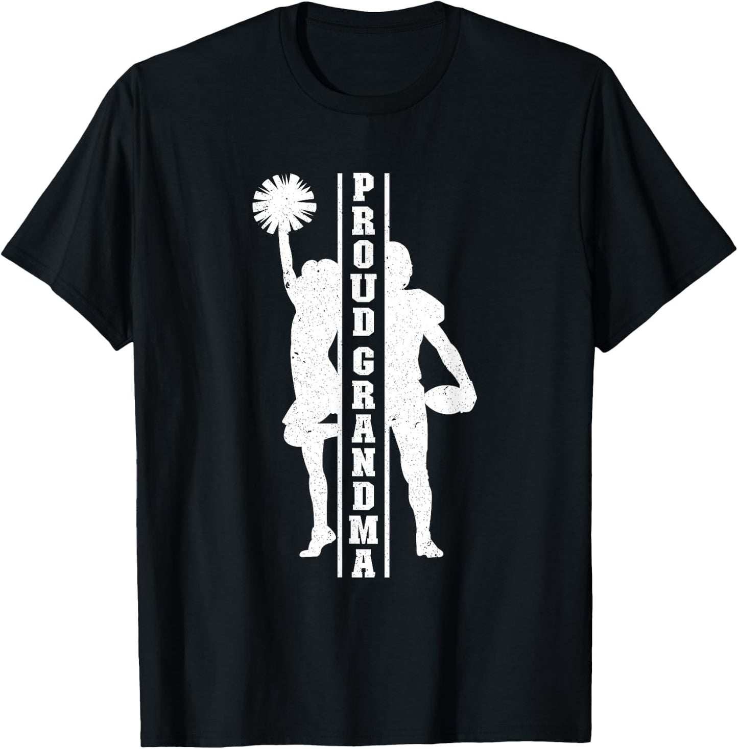 Proud Grandma Of A Football Player & Cheerleader Grandma T-Shirt - T-Shirt | Black