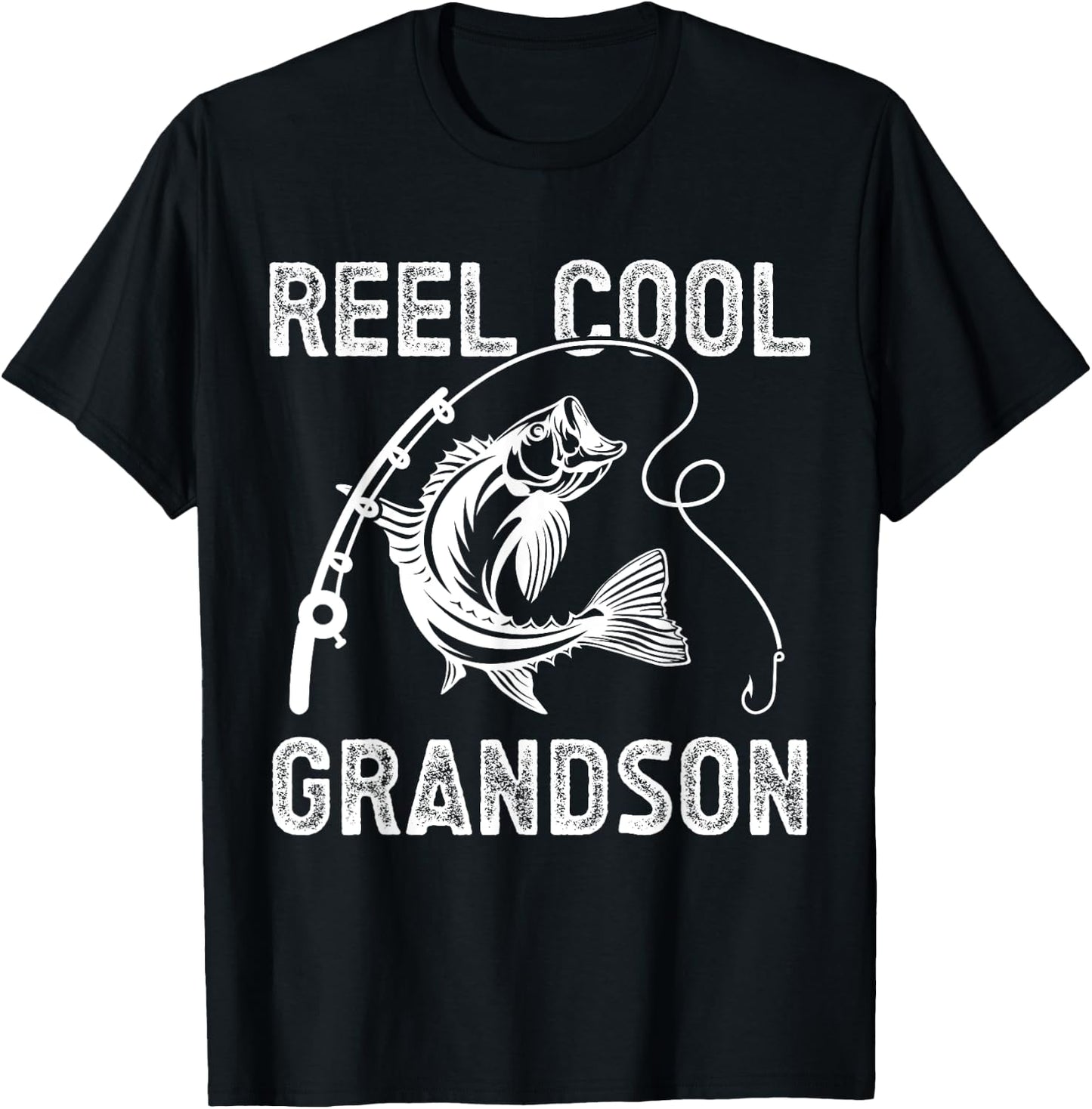 Reel Cool Grandson Fishing for Fisherman Father's Day T-Shirt - T-Shirt | Black