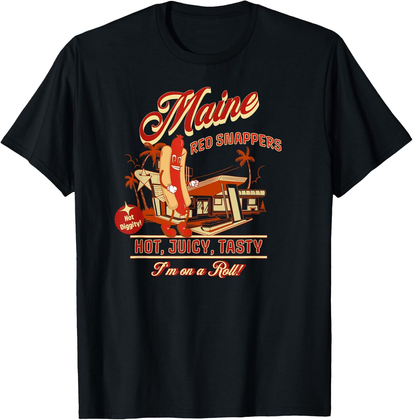 Maine Red Snappers. Best Hot Dog Ever! Women Girls Kids T-Shirt - T-Shirt | Black