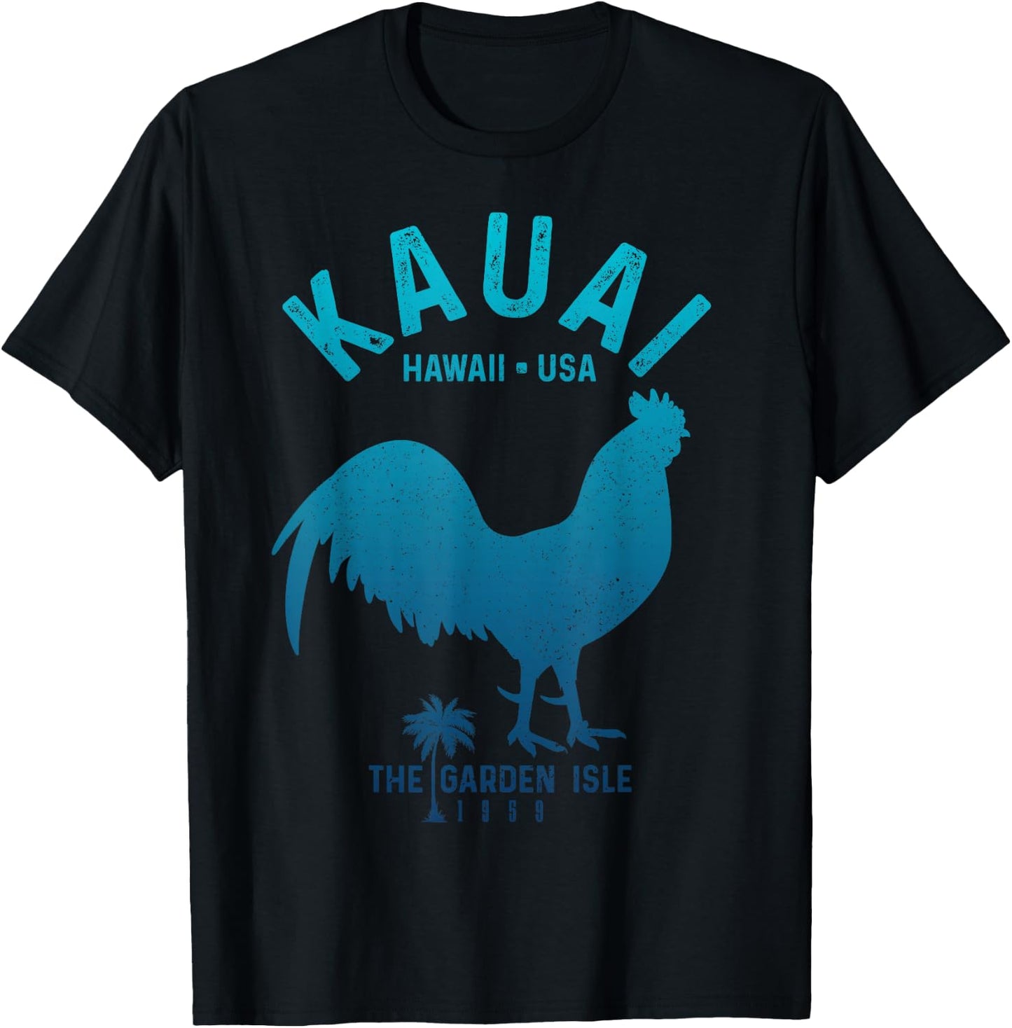 Kauai 1959 The Garden Isle Chicken Hawaii Vintage Hawaiian T-Shirt - T-Shirt | Black