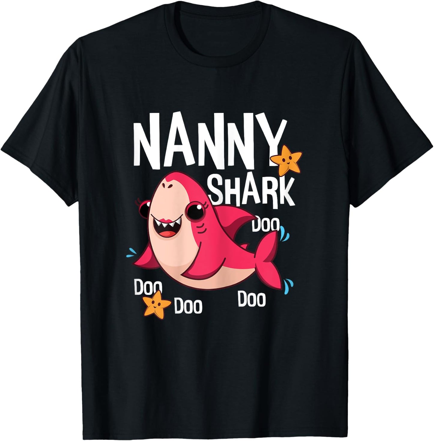 Cute Kawaii Shark Nanny Mom Mama Mommy Mother's Day T-Shirt - T-Shirt | Black