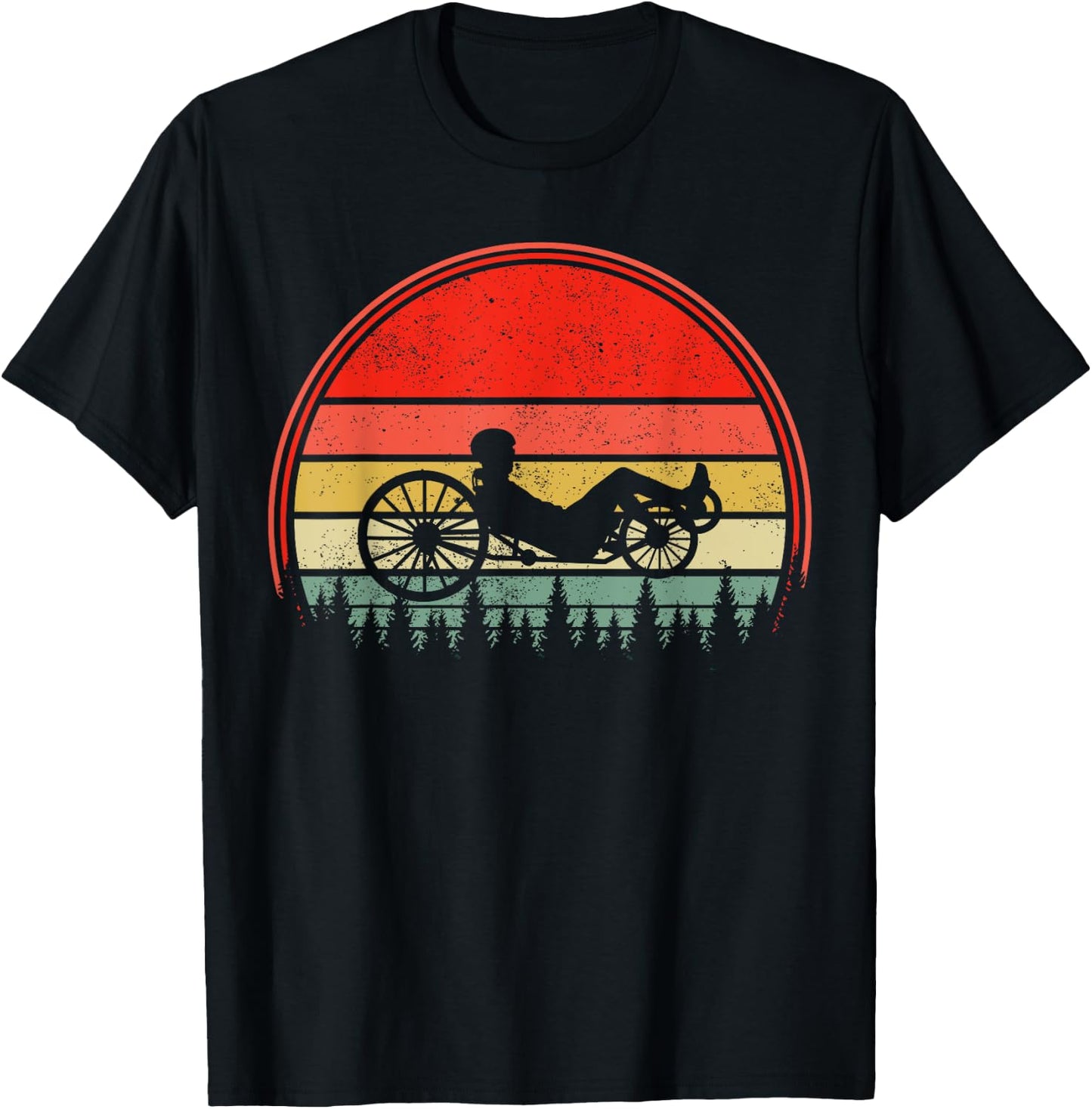 Recumbent Bike Recumbent Trike Vintage Sunset Triker Cyclist T-Shirt - T-Shirt | Black