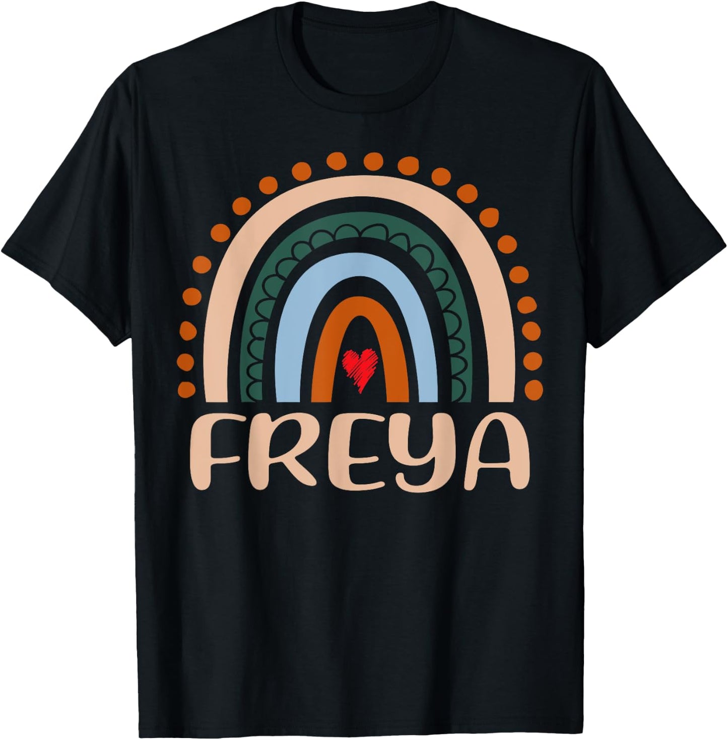 Freya Name Personalized Funny Women Rainbow Freya T-Shirt - T-Shirt | Black