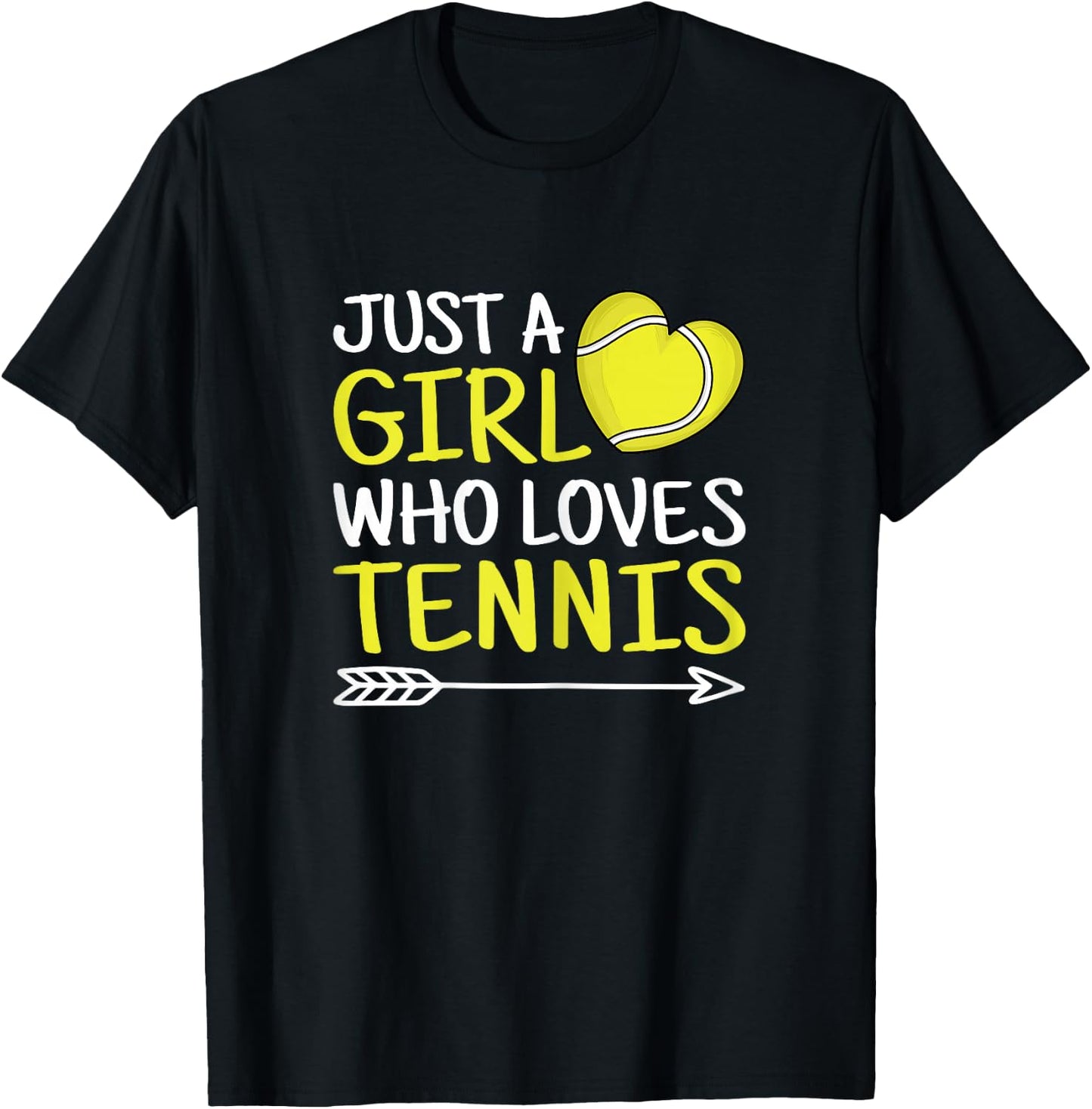 Just A Girl Who Loves Tennis Cute Tennis Lover Girls Kids T-Shirt - T-Shirt | Black
