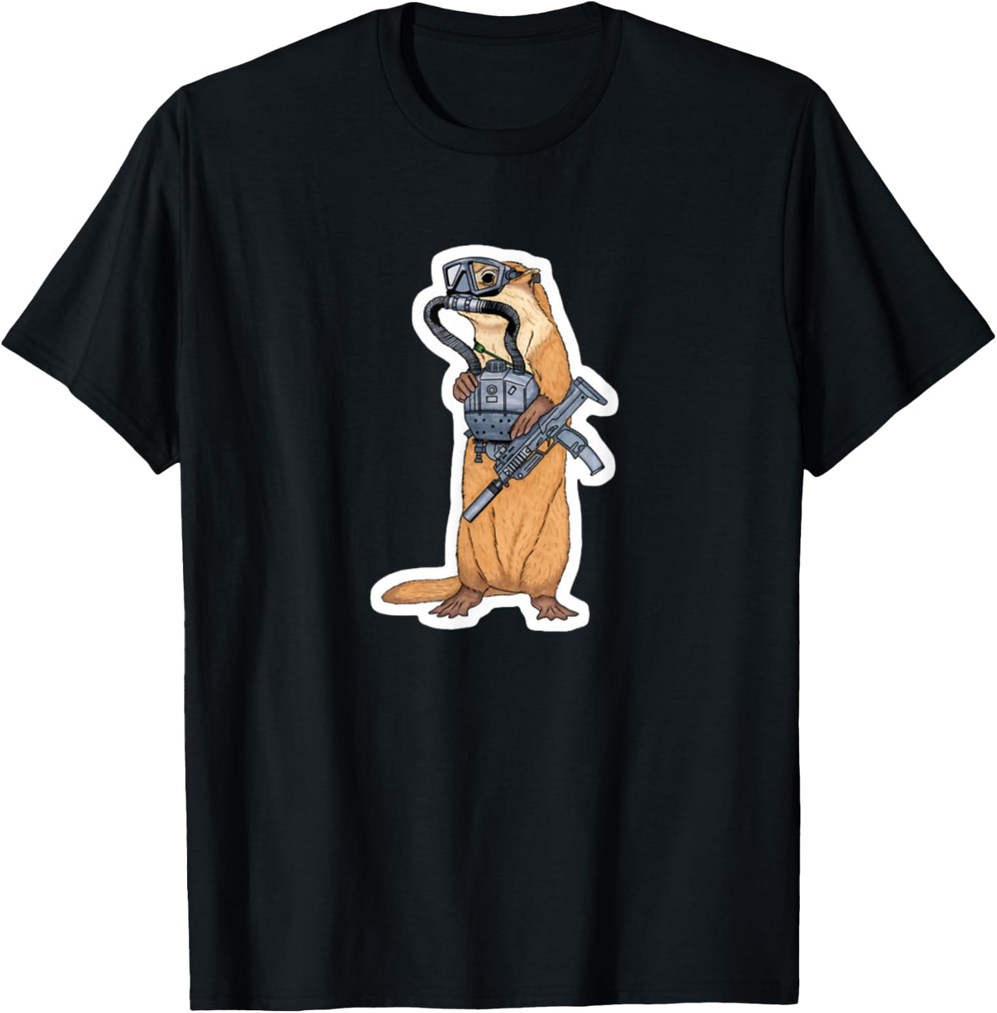 Cute Tactical Operator Military Otter Veteran T-Shirt - T-Shirt | Black