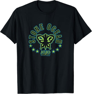JoJo's Bizarre Adventure Stone Ocean Butterfly Logo Anime T-Shirt - T-Shirt | Black