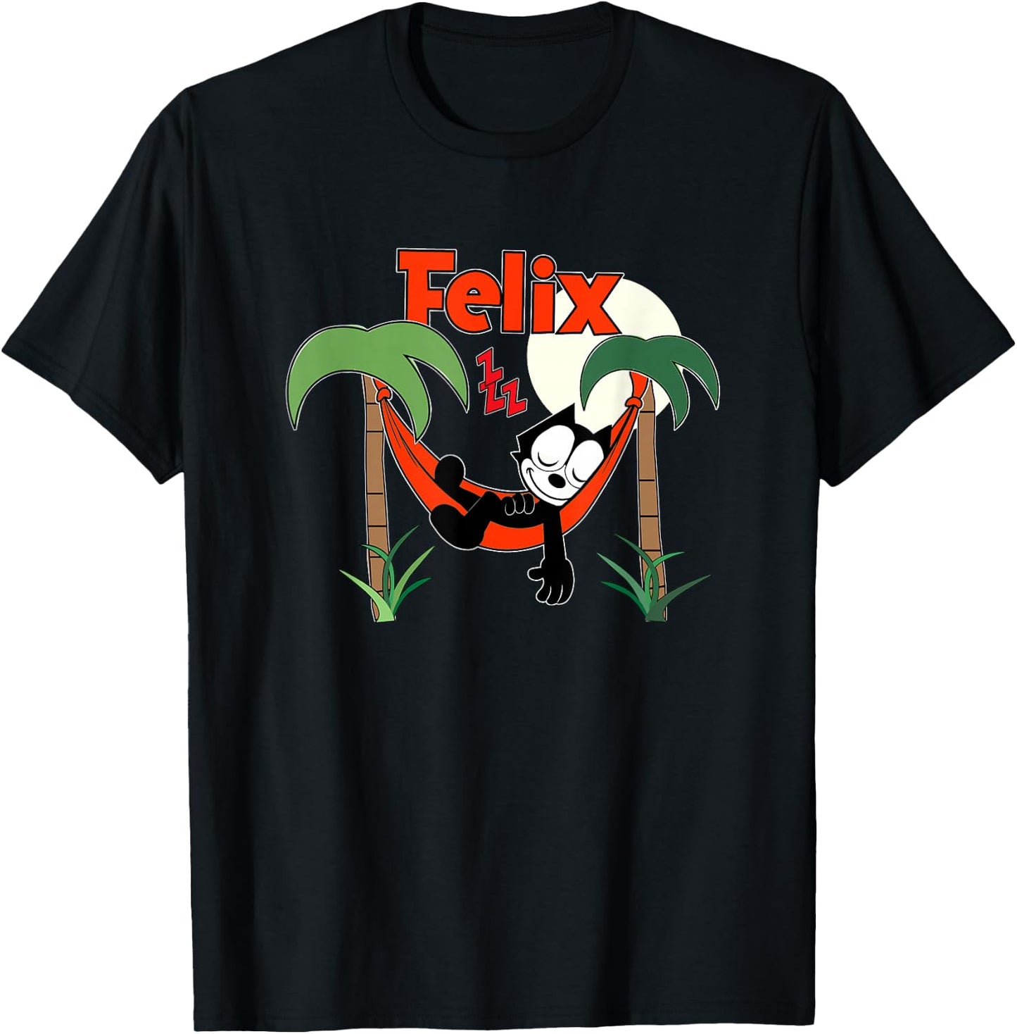 Felix Cat Naps in Hammock Vintage Cartoon Retro T-Shirt - T-Shirt | Black