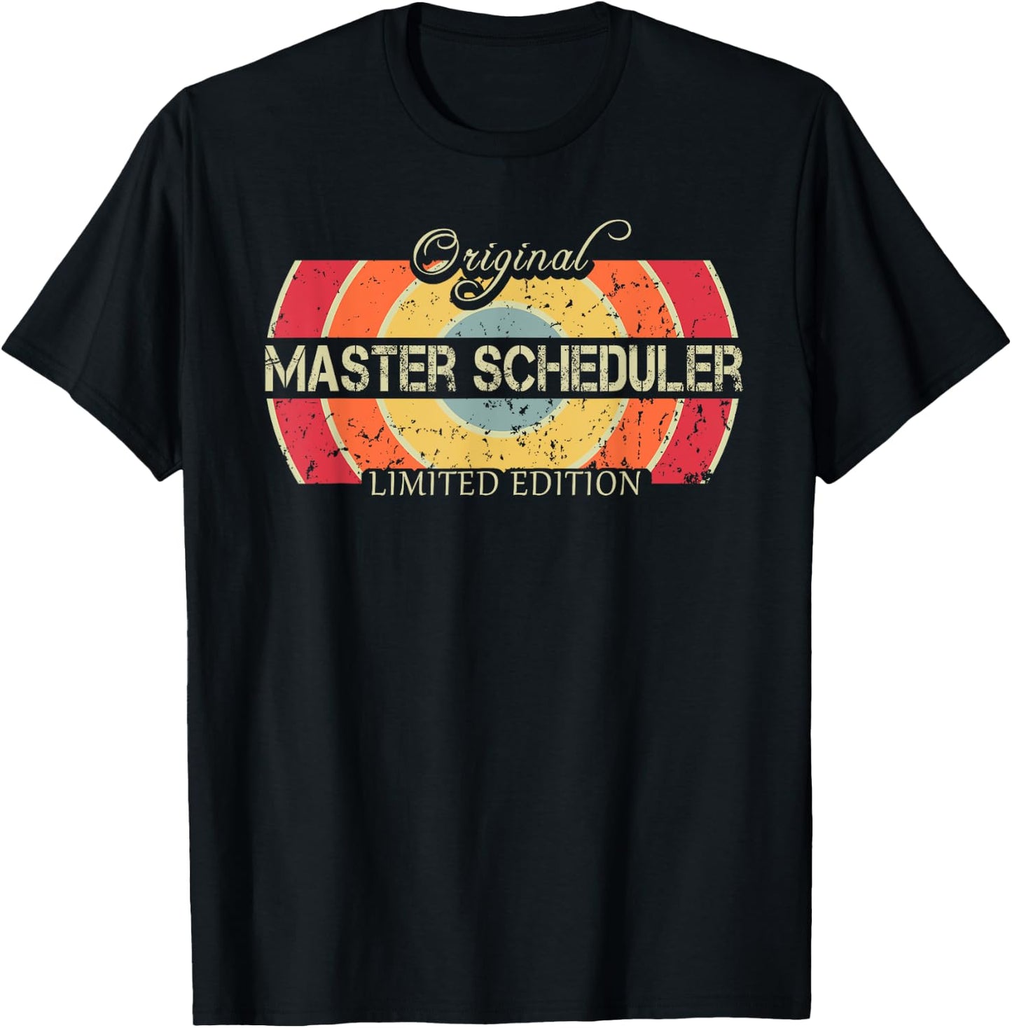 Funny Job Title Worker Retro Vintage Master Scheduler T-Shirt - T-Shirt | Black