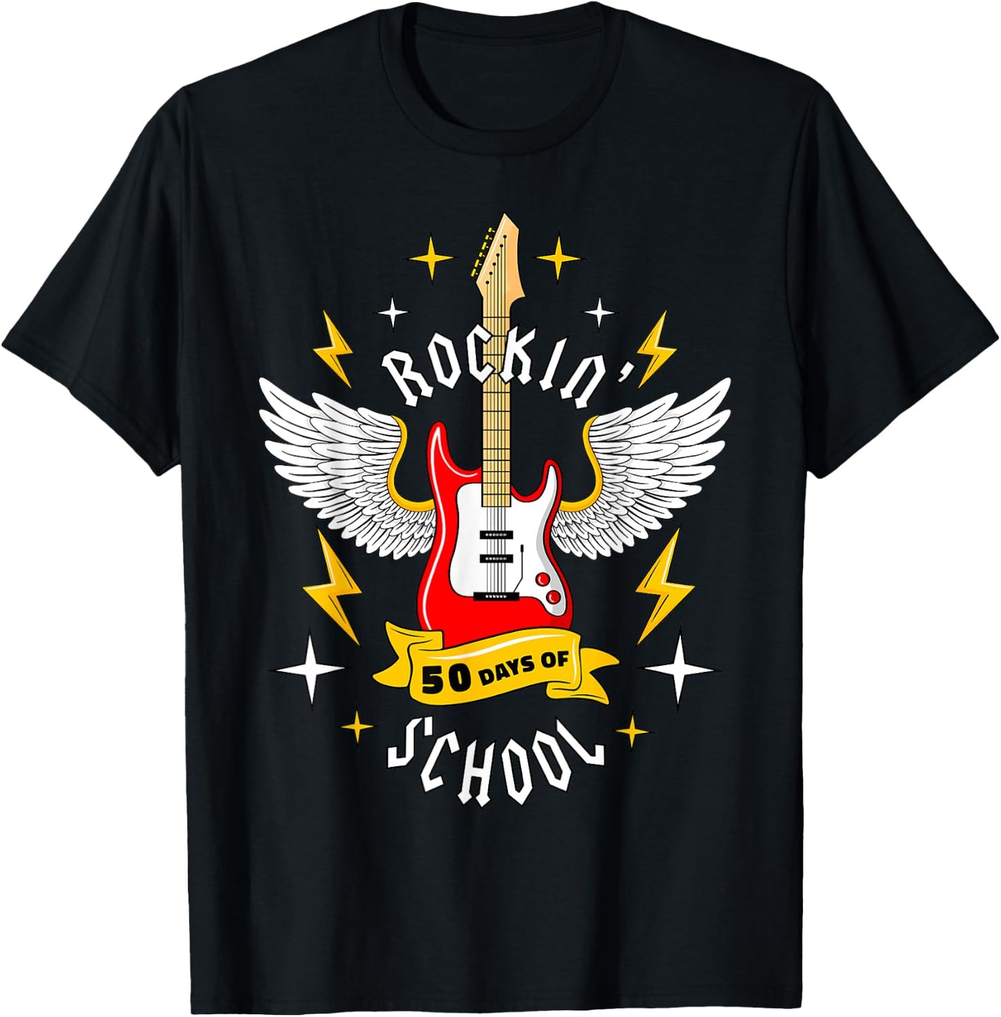 Rockin 50 Days of School 50th Day of School Teacher Student Men Women Girls Kids T-Shirt - T-Shirt | Black