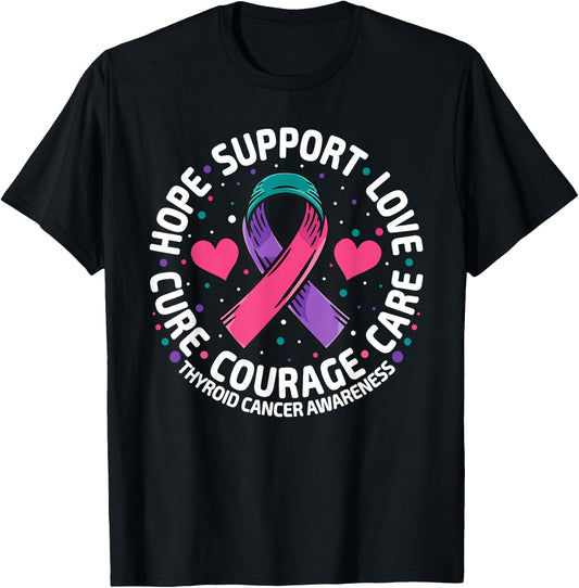 Thyroid Cancer Support Family Thyroid Cancer Awareness T-Shirt - T-Shirt | Black