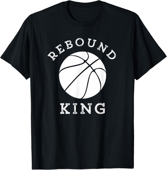 Rebound King Motivational Basketball Team Player T-Shirt - T-Shirt | Black