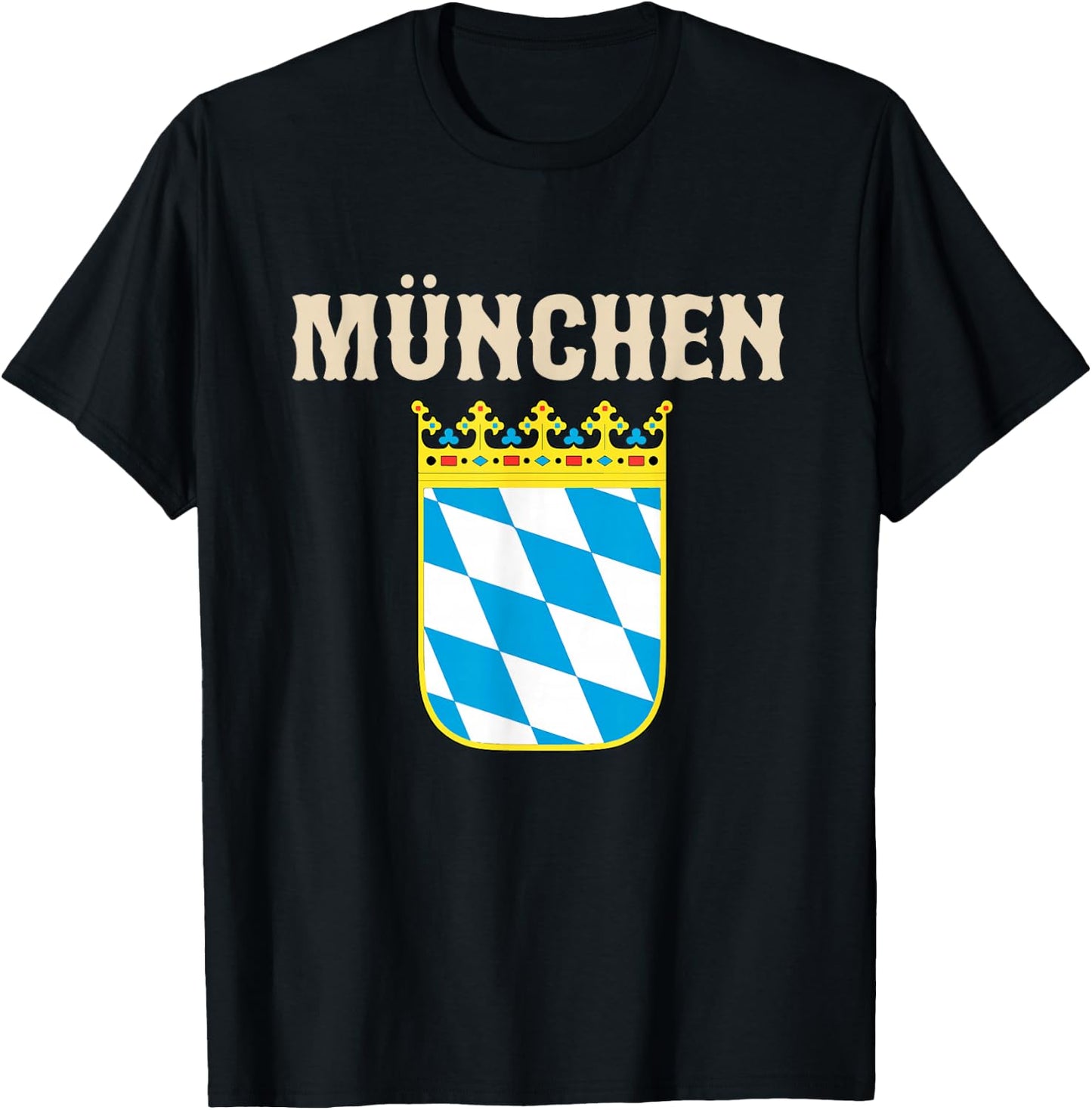 Vintage Munchen Munich Souvenir With Bavaria Coat Of Arms T-Shirt - T-Shirt | Black