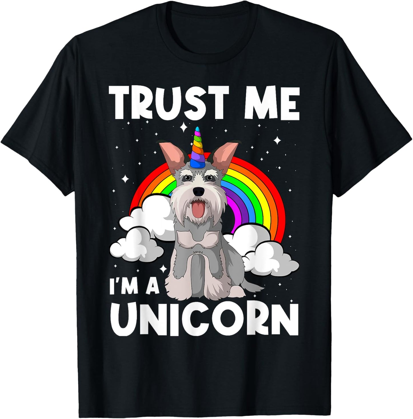 Schnauzer Unicorn Wire-Haired Pinscher Whiskered Snout Dog Men Women Girls Kids T-Shirt - T-Shirt | Black