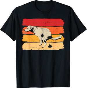 Retro Dog Pooping Pet Walking for Canine Owner Women T-Shirt - T-Shirt | Black