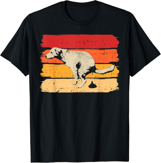 Retro Dog Pooping Pet Walking for Canine Owner Women T-Shirt - T-Shirt | Black