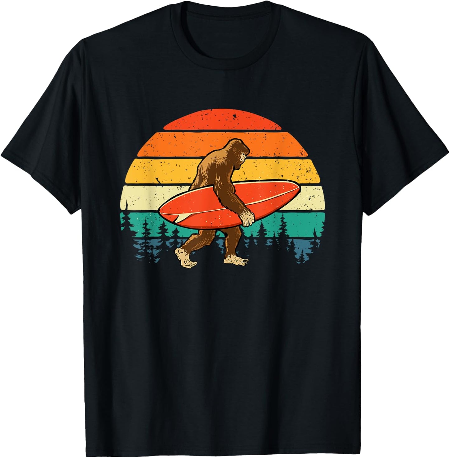 Bigfoot Surfer - Retro Surfingboard Surfing Beach Surfboard T-Shirt - T-Shirt | Black