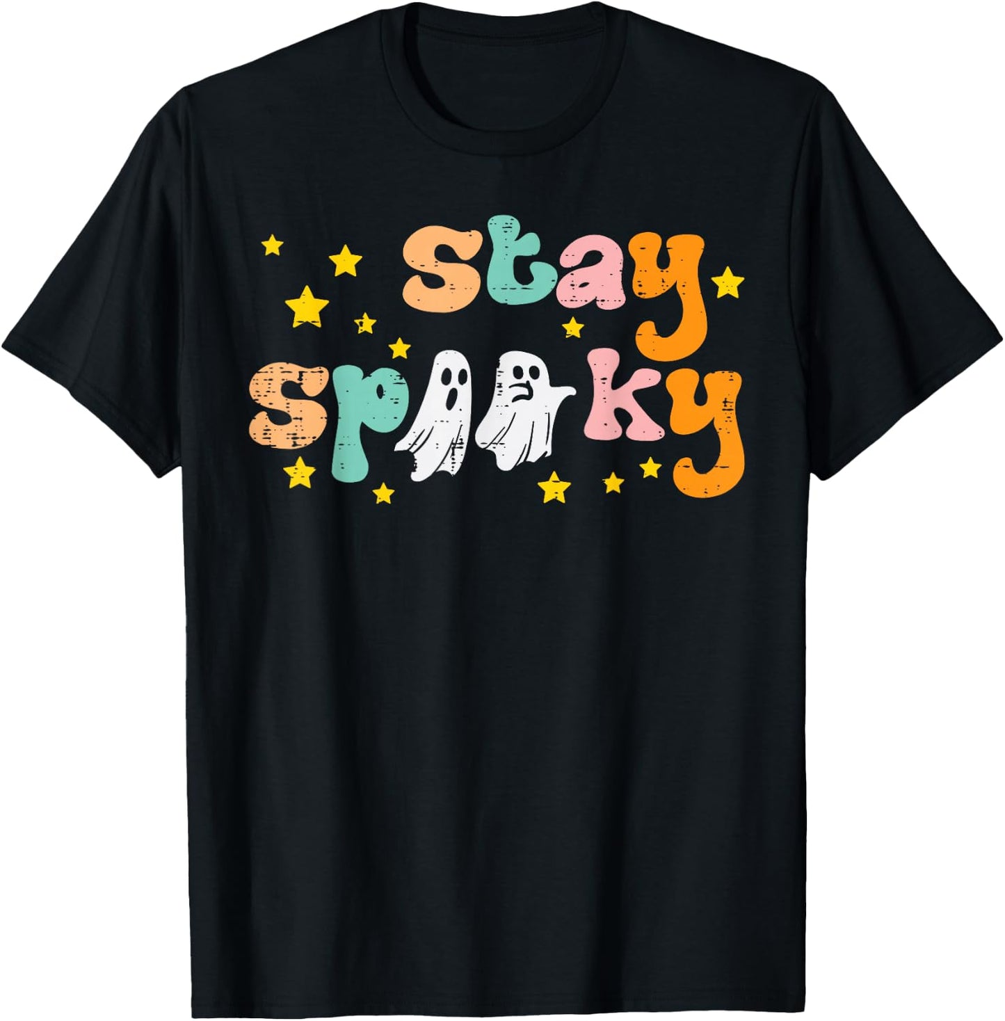 Spooky Ghosts Retro Vintage Halloween Costume Men Women Kids T-Shirt - T-Shirt | Black