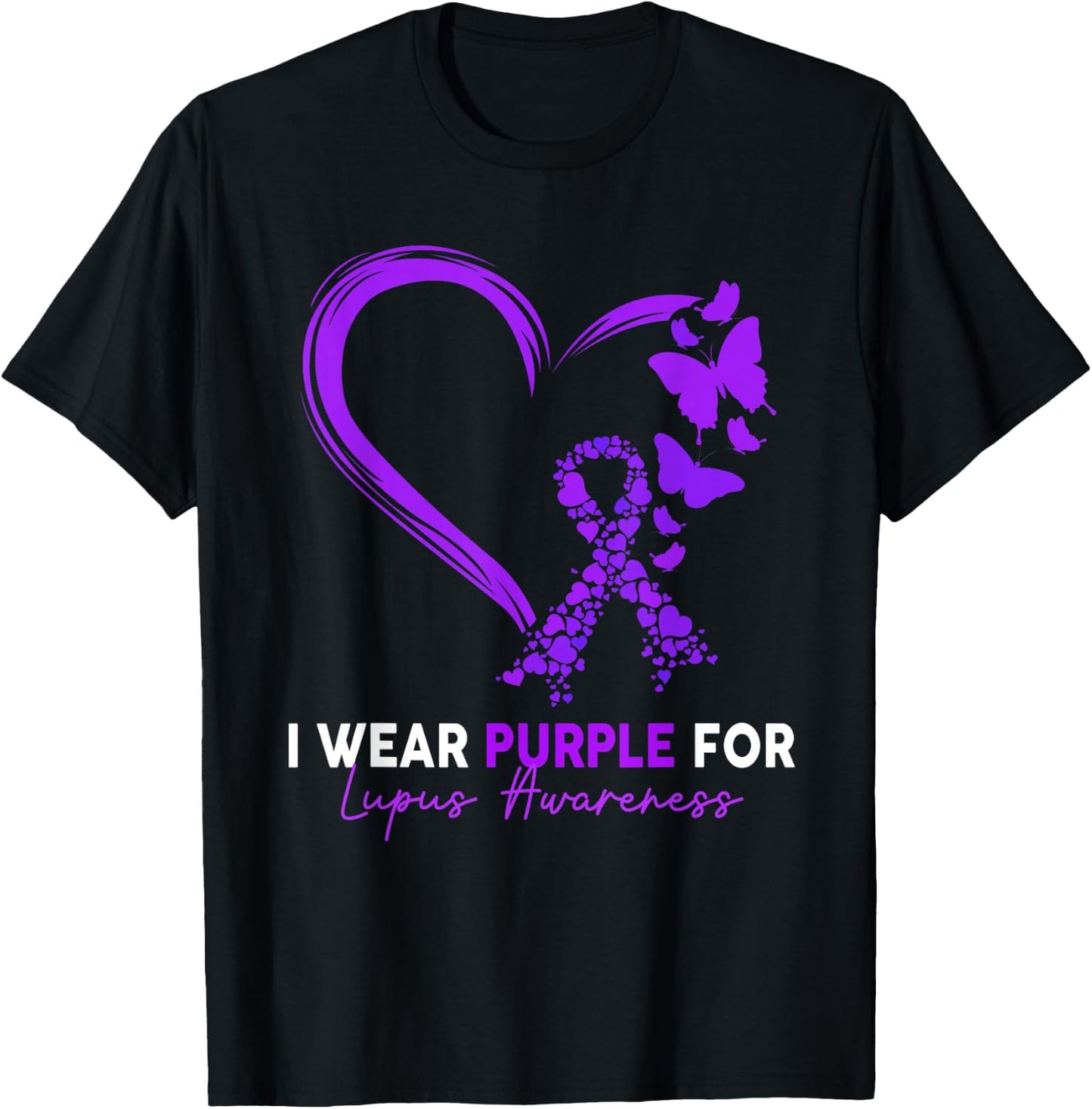 I Wear Purple For Lupus Awareness Survivor Warrior T-Shirt - T-Shirt | Black