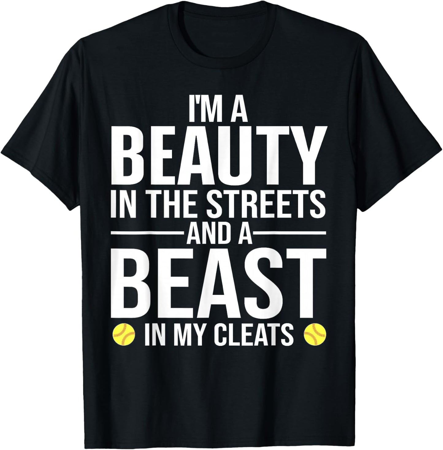 Funny Softball Design Girls Softball Team Player T-Shirt - T-Shirt | Black