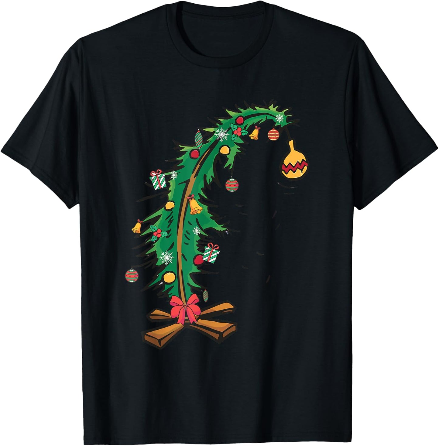 Christmas Tree With Led Light Pine Tree Xmas Light Camping T-Shirt - T-Shirt | Black