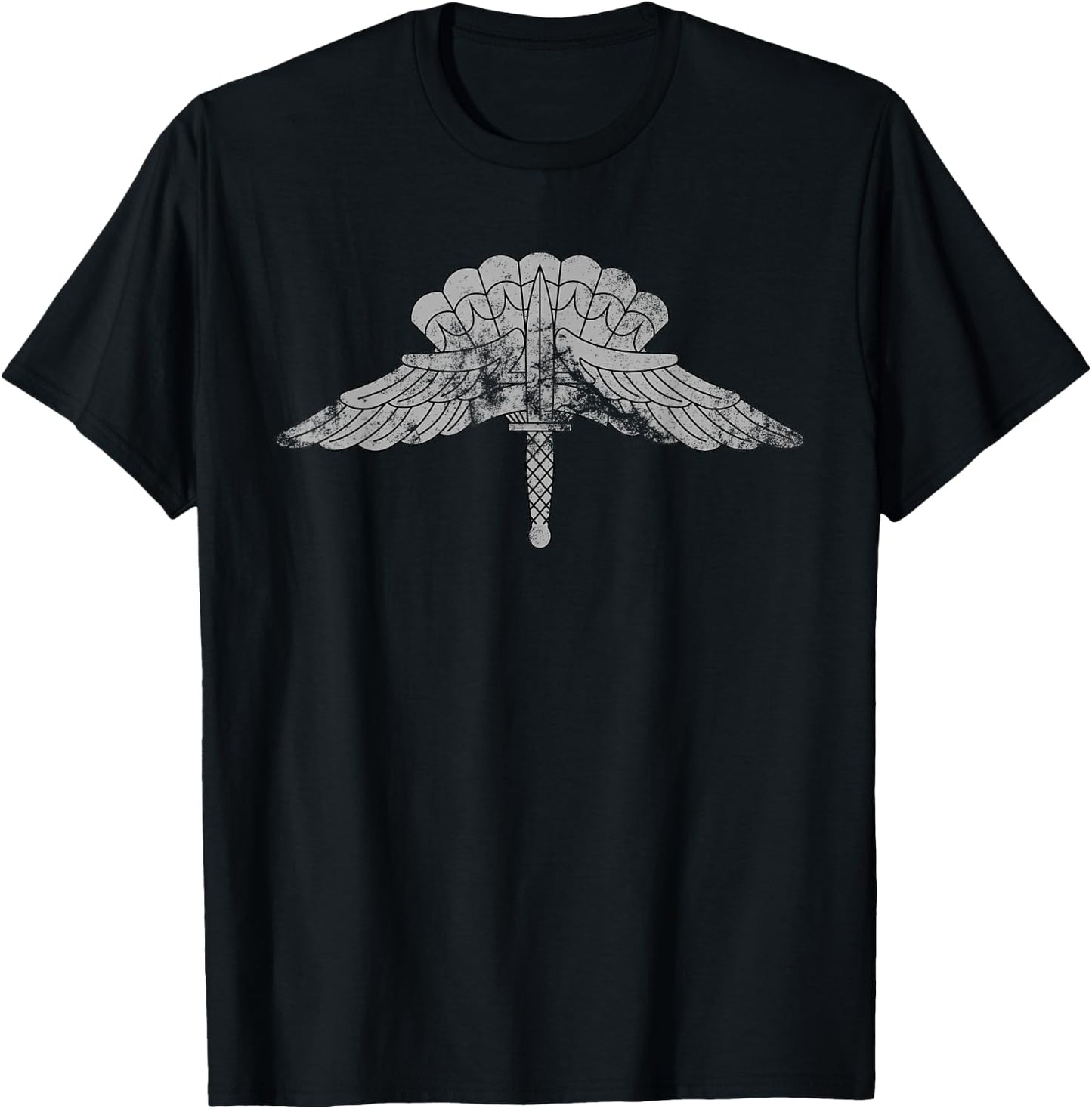 Military Freefall Parachutist Badge - US Army Distressed T-Shirt - T-Shirt | Black