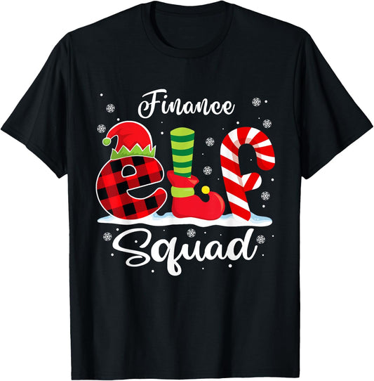 Finance Elf Squad Christmas Finance Analyst Matching T-Shirt - T-Shirt | Black