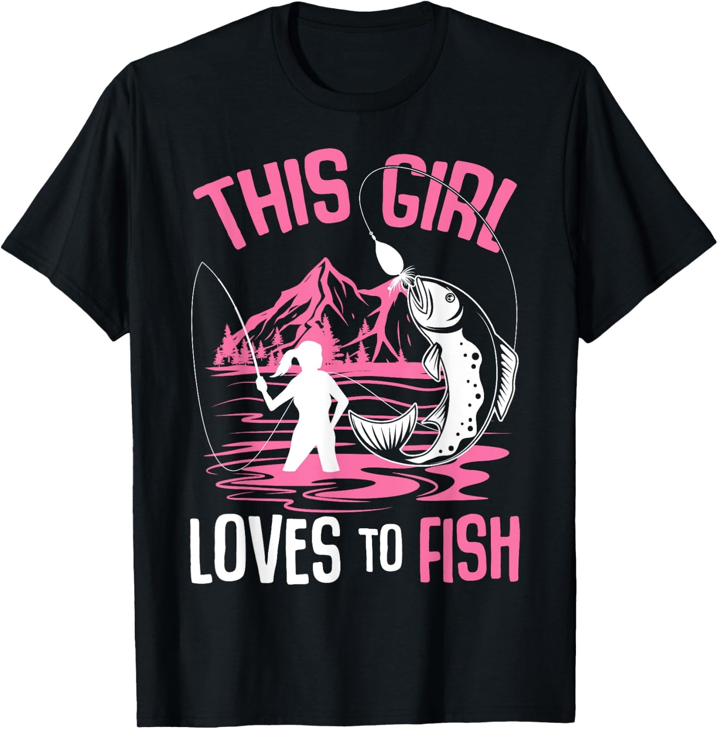 This Girl Loves To Fish Fishing Girls T-Shirt - T-Shirt | Black