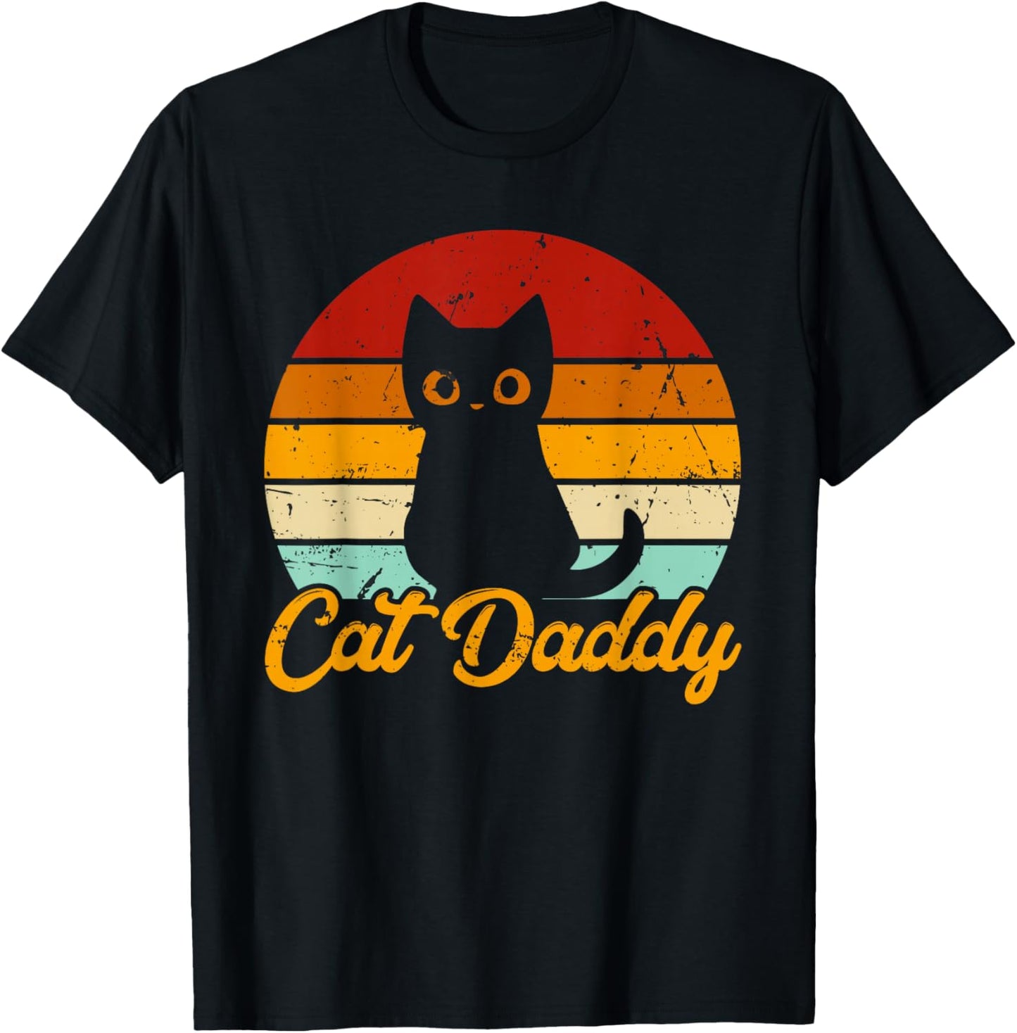 Cat Daddy - Vintage Eighties Style Cat Retro Distressed Cat T-Shirt - T-Shirt | Black