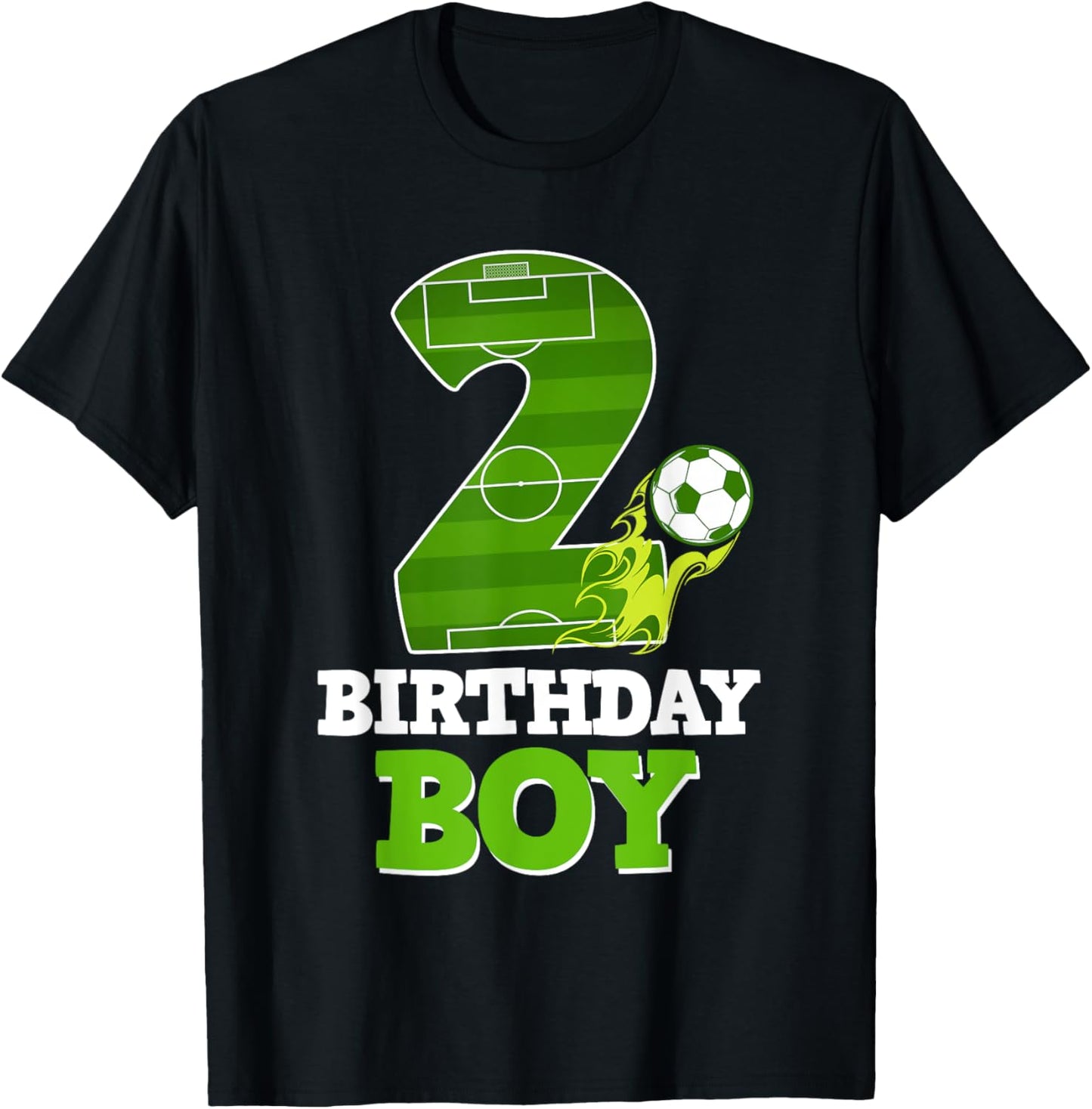 Happy 2nd Birthday Boy Soccer Lover 2 Yrs Old B-day T-Shirt - T-Shirt | Black