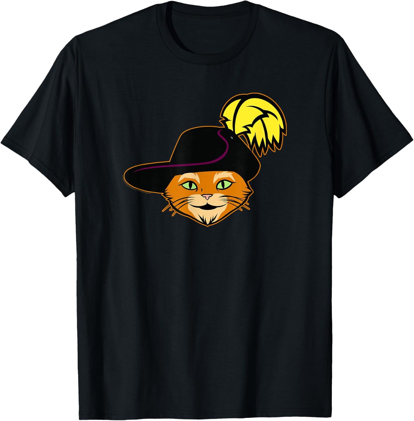 Shrek Puss in Boots Big Face Silhouette T-Shirt - T-Shirt | Black