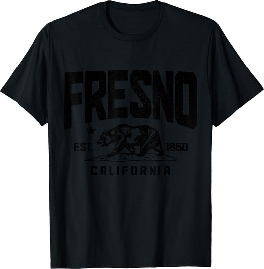 Fresno California Est. 1850 Pride Vintage T-Shirt - T-Shirt | Black