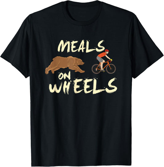 Meals on bicycle wheels and natural mountain design T-Shirt - T-Shirt | Black