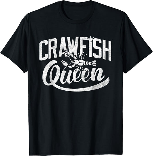 Crawfish Queen Cajun Boil Shirt Cute Crayfish Women Girls T-Shirt - T-Shirt | Black