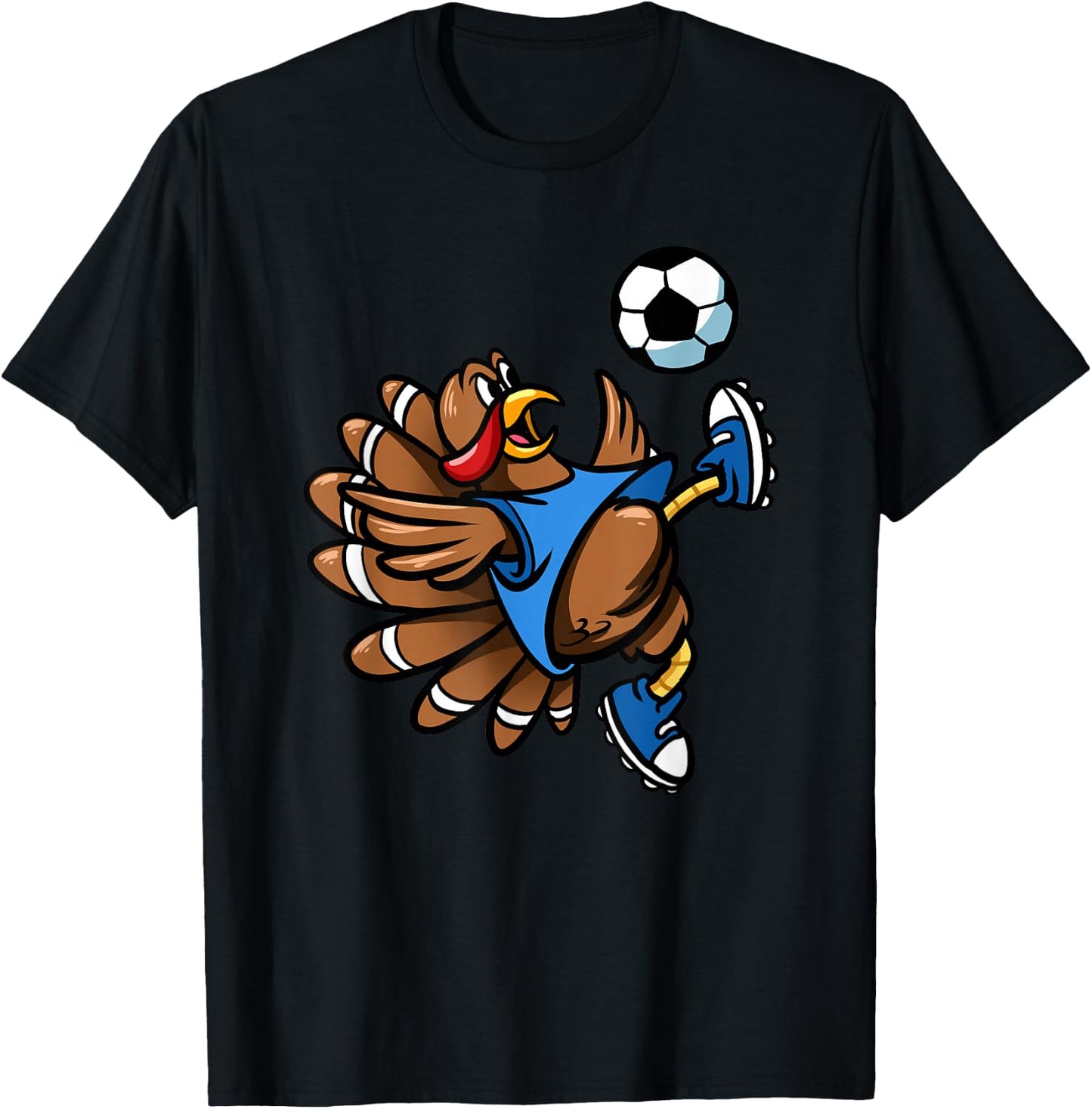 Bicycle Kick Turkey Men Boys Thanksgiving Soccer T-Shirt - T-Shirt | Black