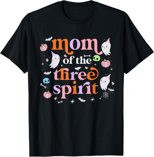 Mom of The Three Spirit Halloween 3rd Birthday Boy Ghost T-Shirt - T-Shirt | Black