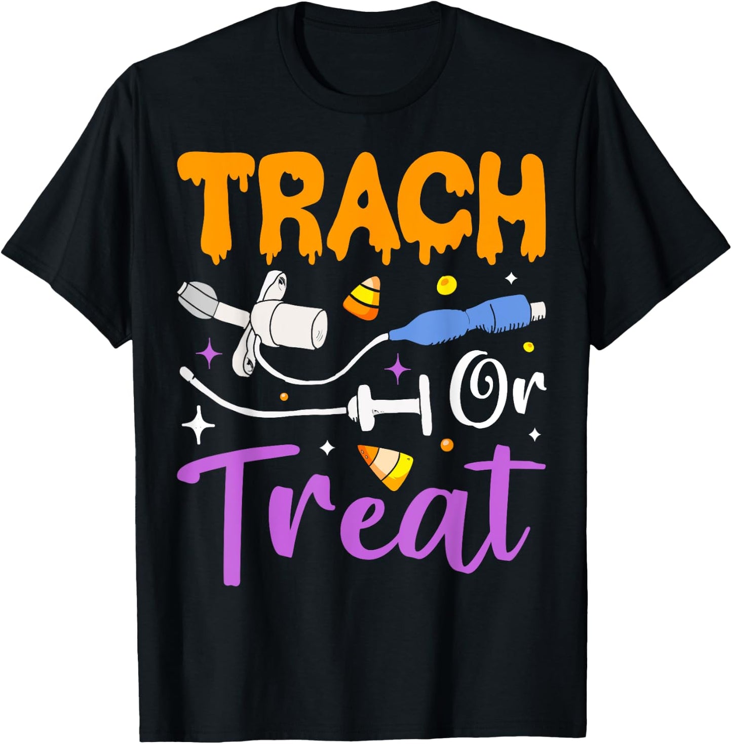 Halloween Lung Doctor Trach or Treat Respiratory Therapist T-Shirt - T-Shirt | Black