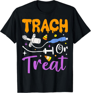 Halloween Lung Doctor Trach or Treat Respiratory Therapist T-Shirt - T-Shirt | Black