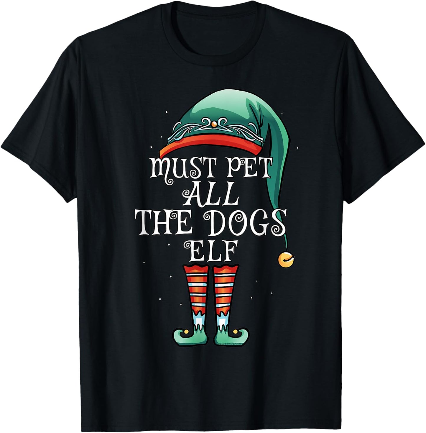 The Must Pet ALL the Dogs Elf Matching Family Christmas T-Shirt - T-Shirt | Black