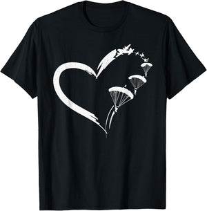 Parachute Parachute Paraglide Heart T-Shirt - T-Shirt | Black