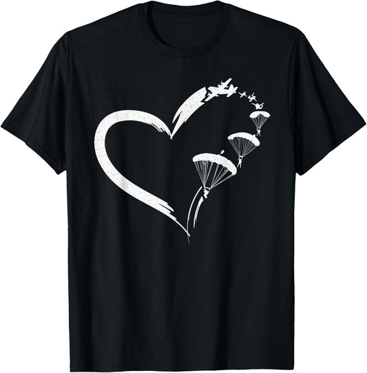 Parachute Parachute Paraglide Heart T-Shirt - T-Shirt | Black