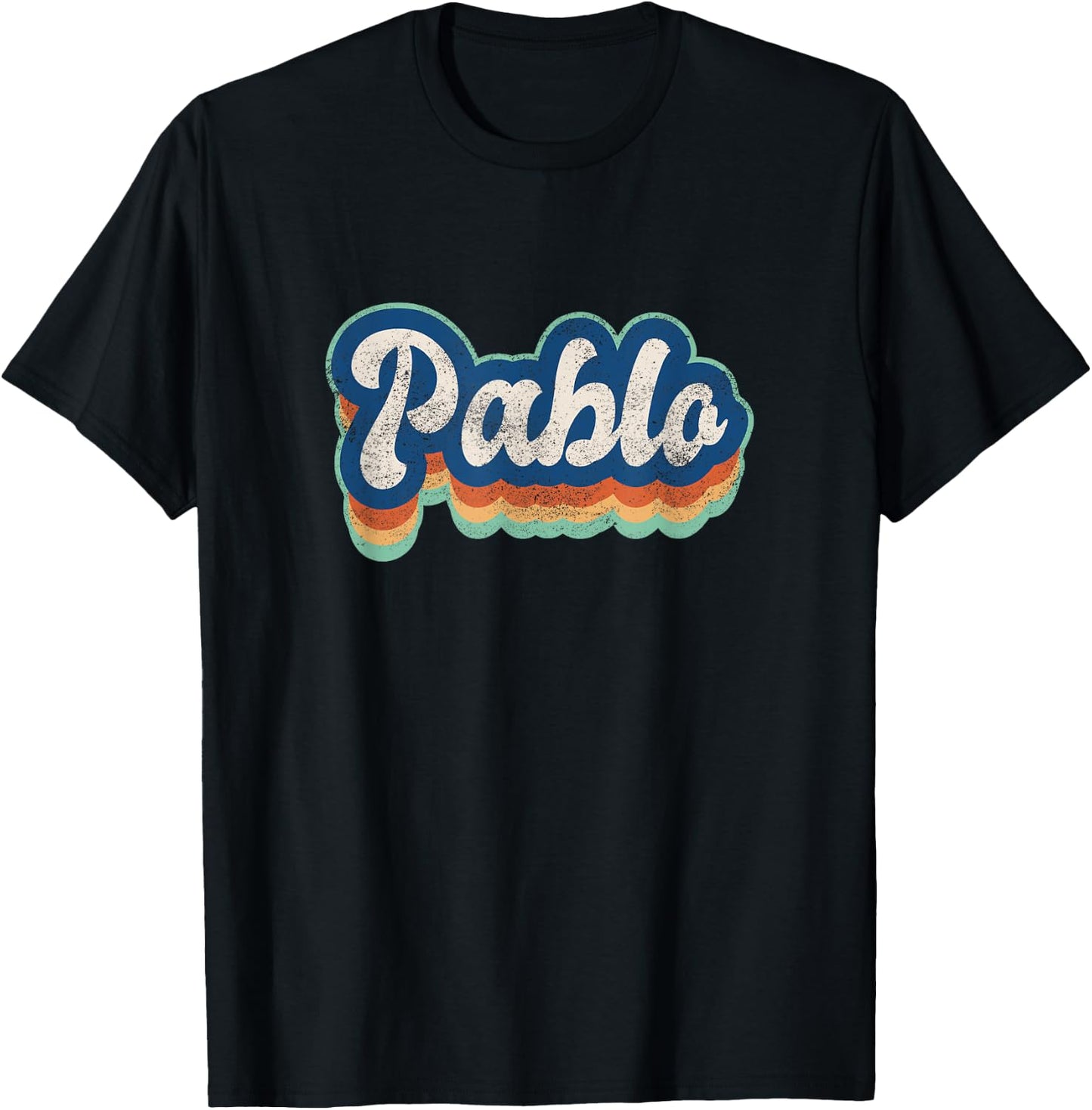 Pablo First Name Boy Vintage Style 70s 80s Personalized T-Shirt - T-Shirt | Black