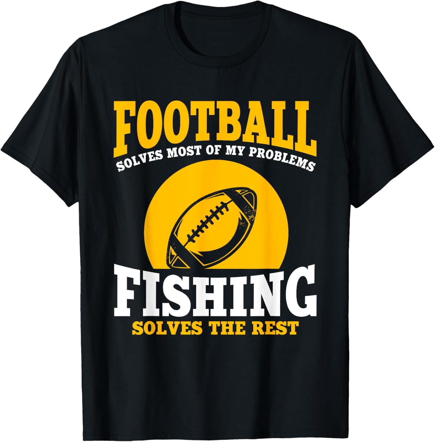 Funny Football And Fishing Outfit Love Catch Fish T-Shirt - T-Shirt | Black