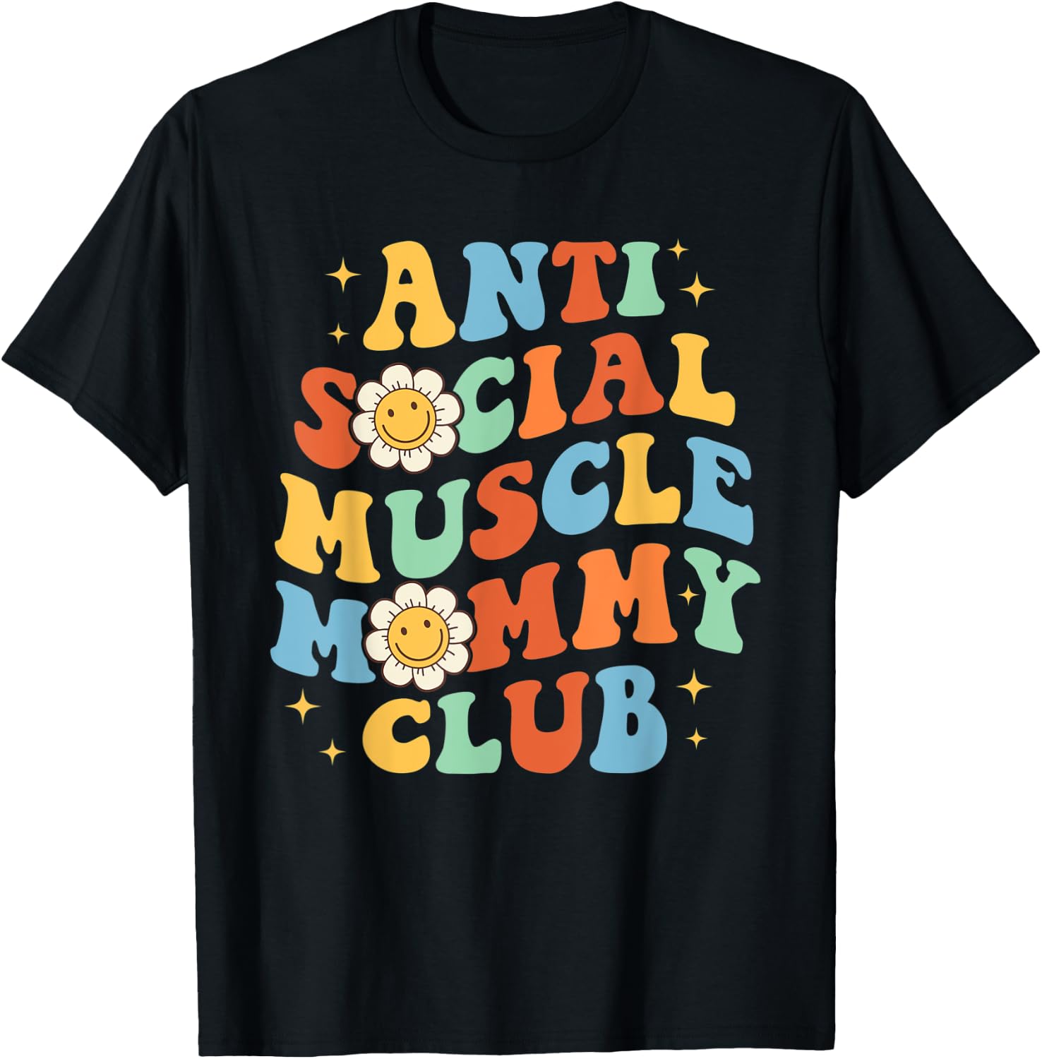 Anti Social Muscle Mommy Club Funny Groovy Pump Cover T-Shirt - T-Shirt | Black
