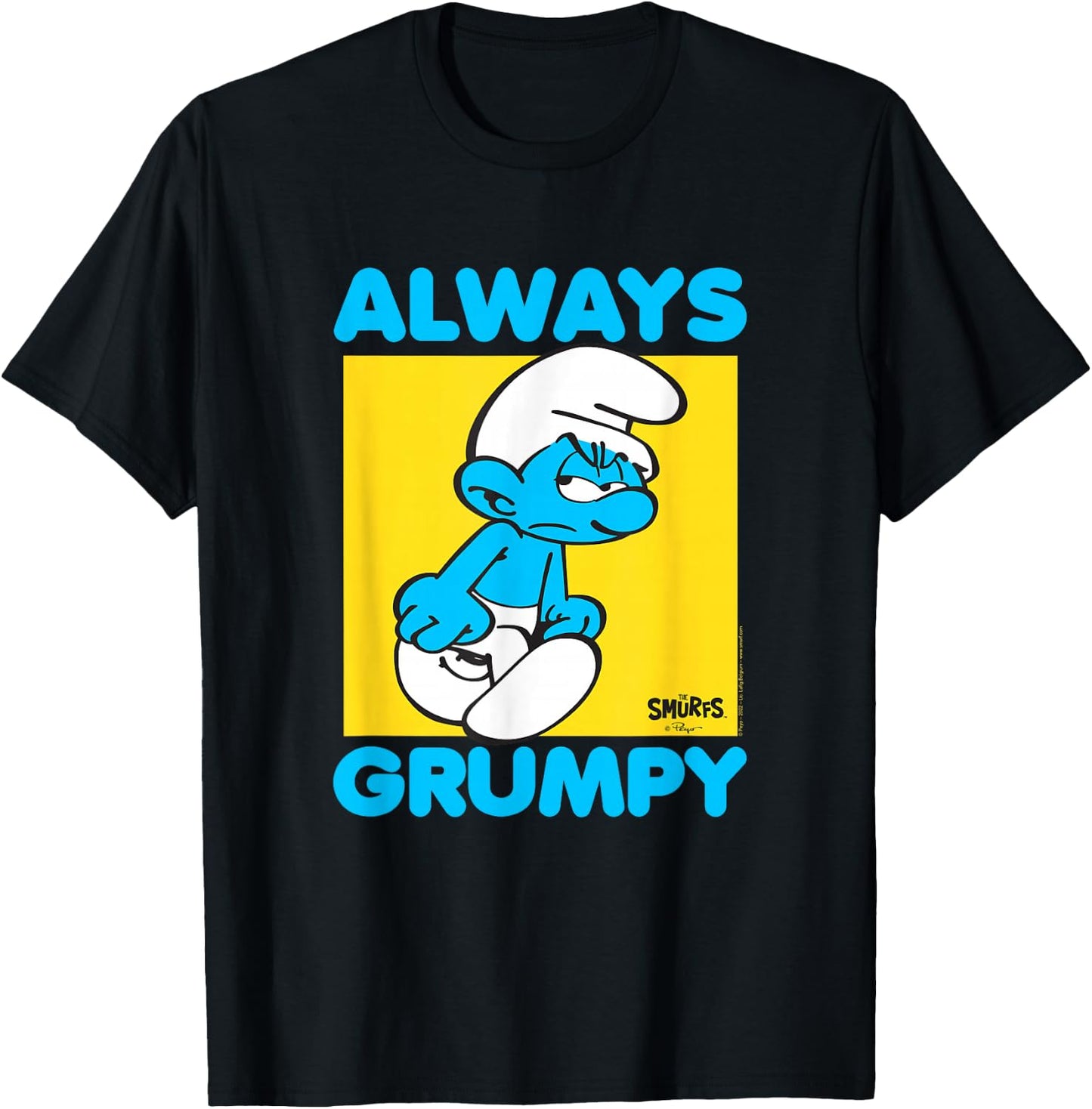 The Smurfs Always Grumpy Retro Cartoon T-Shirt - T-Shirt | Black