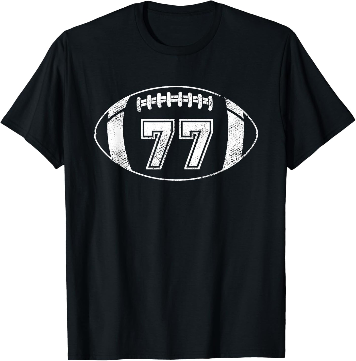 Football Player #77 Football Mom Dad Jersey 77 Varsity Team T-Shirt - T-Shirt | Black