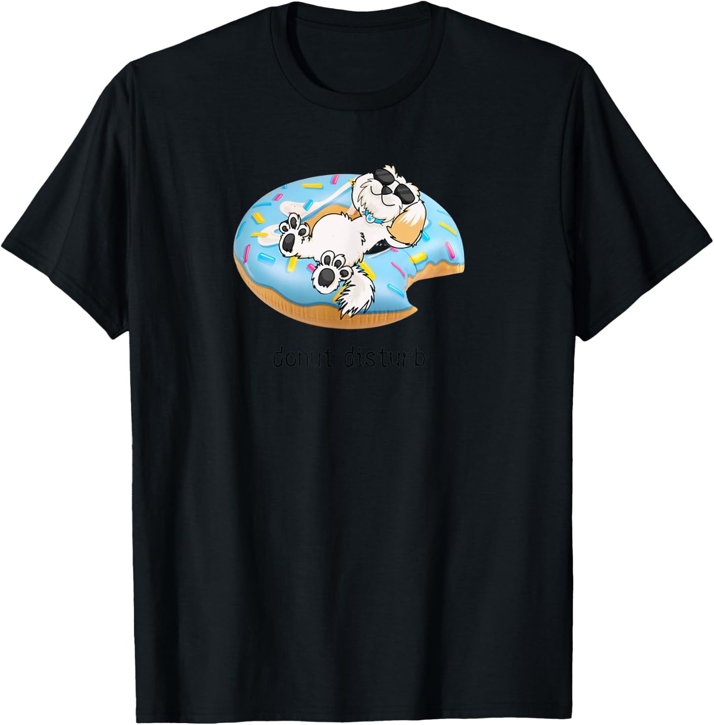 Donut Disturb Funny Dog Pool Float Pun Pet Owners Dog Love Women Kids T-Shirt - T-Shirt | Black