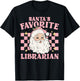 Vintage Pink Retro Christmas Santas Favorite Librarian T-Shirt - T-Shirt | Black