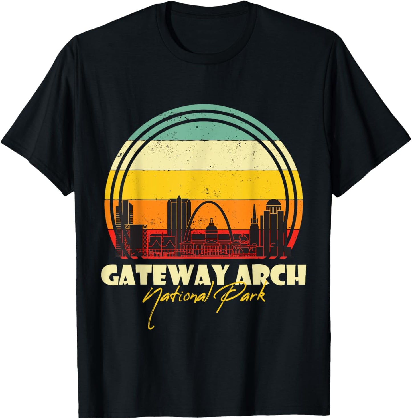 Gateway Arch Retro St Louis National Park Missouri Souvenir T-Shirt - T-Shirt | Black