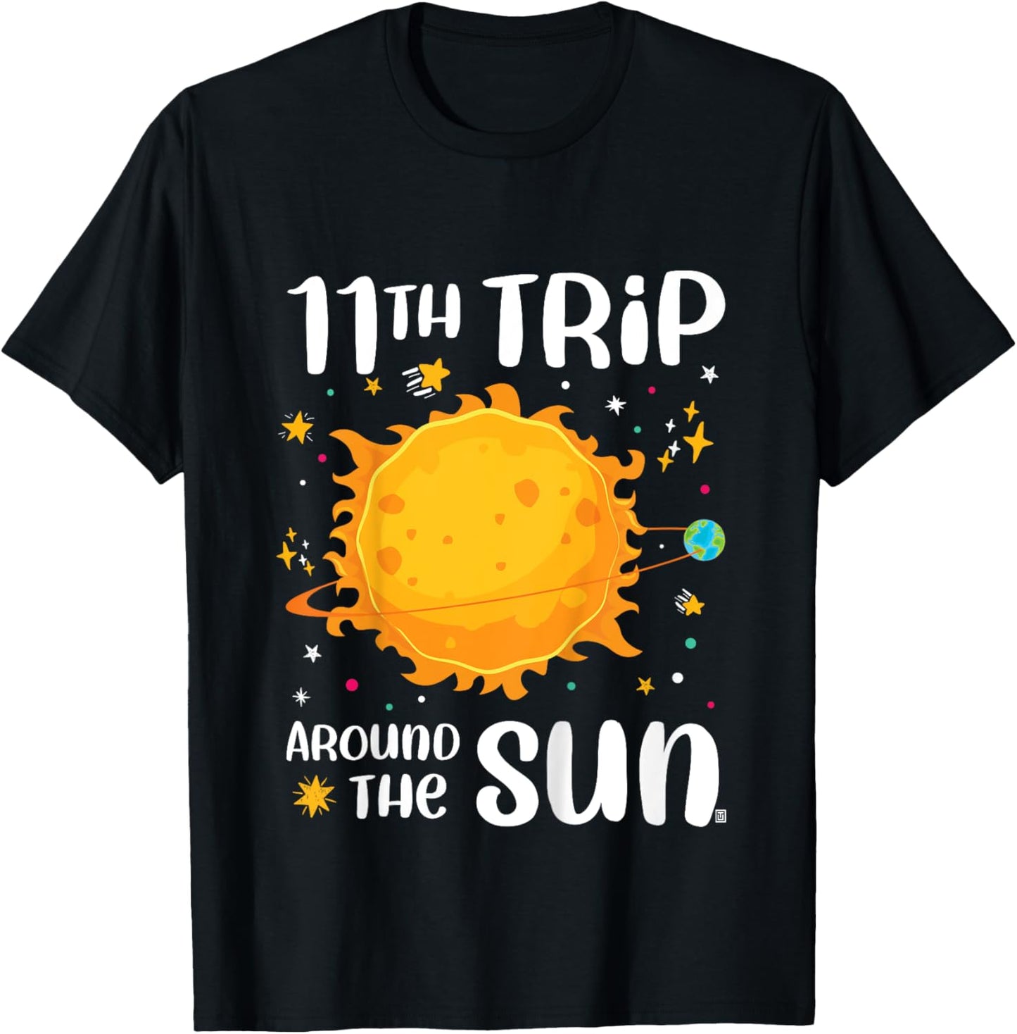 11th Birthday 11th Trip Around The Sun Space Theme T-Shirt - T-Shirt | Black